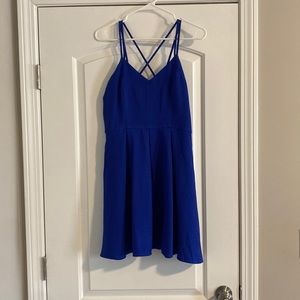 Lulus Blue Fit and Flare Dress Size L